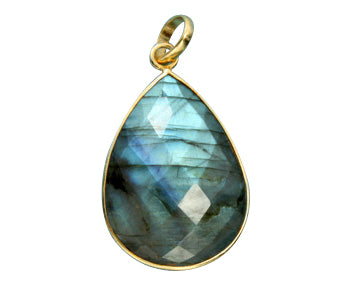 925 Sterling Silver Gold Plated Labradorite Pear Pendant Necklace for Women - Elegant Jewelry Gift for Birthday, Anniversary & Special Occasions