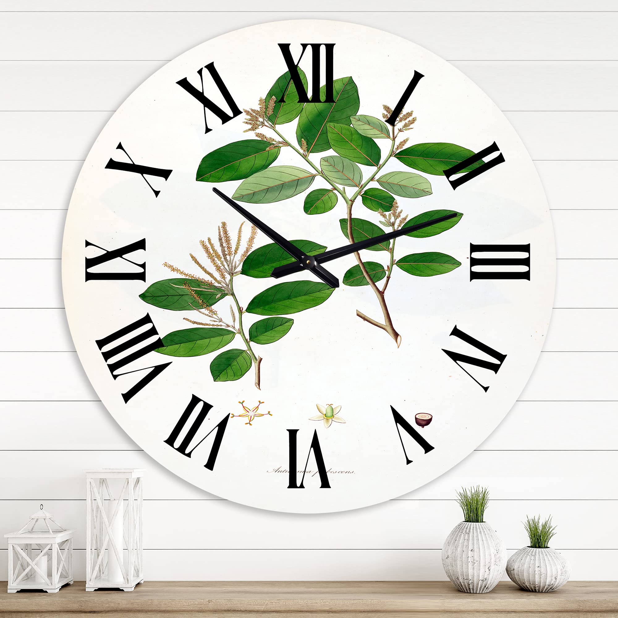 Vintage Farmhouse Wall Clock - Floral & Botanical Design, Large Decorative Clock for Home, Office & Living Room Decor | Perfect for Rustic, Farmhouse & Vintage Style Interiors