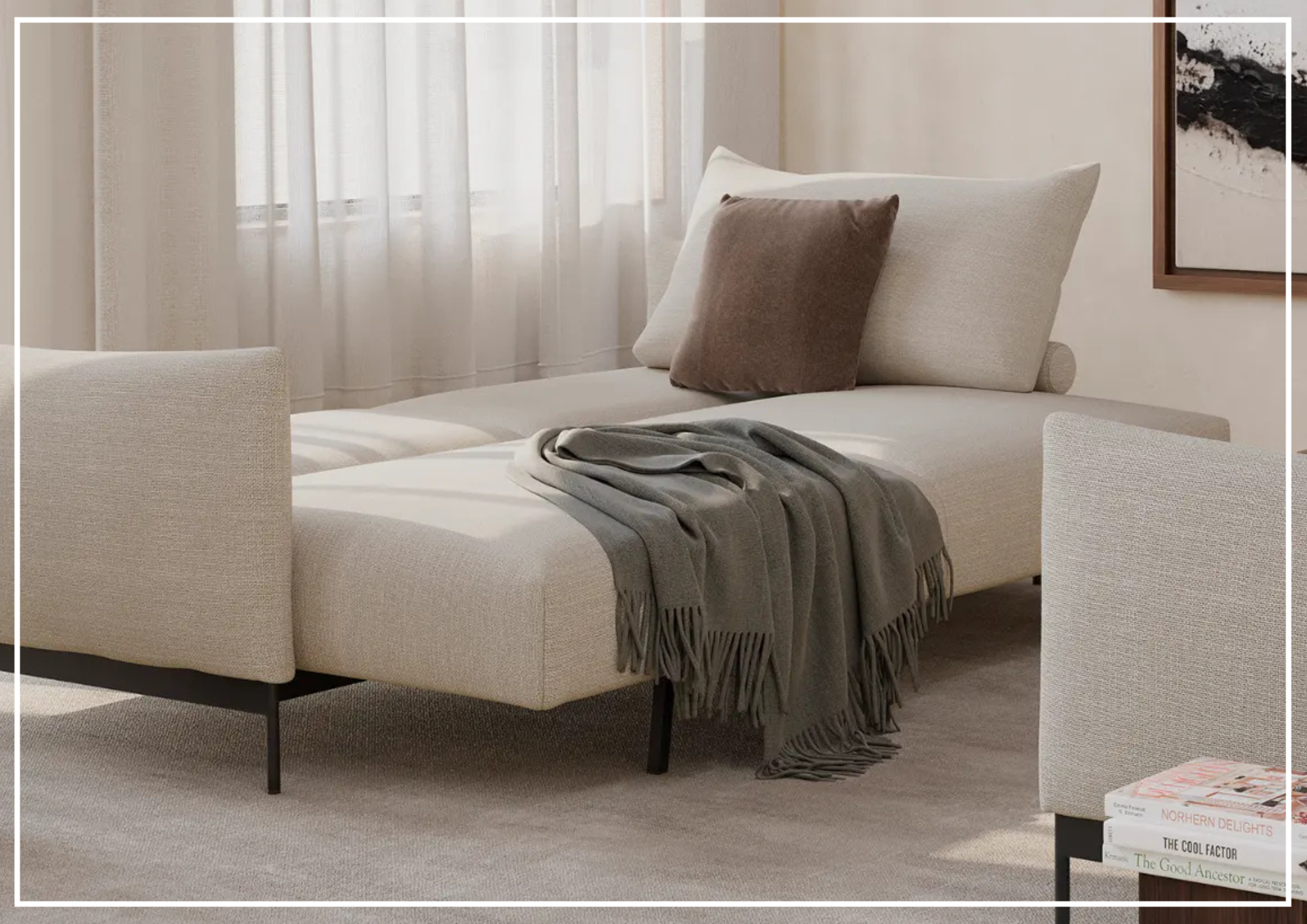Innovation Living Malloy 2-Seater Fabric Convertible Sofa Bed with Ottoman - Space-Saving Sleeper Sofa for Small Apartments & Guest Rooms