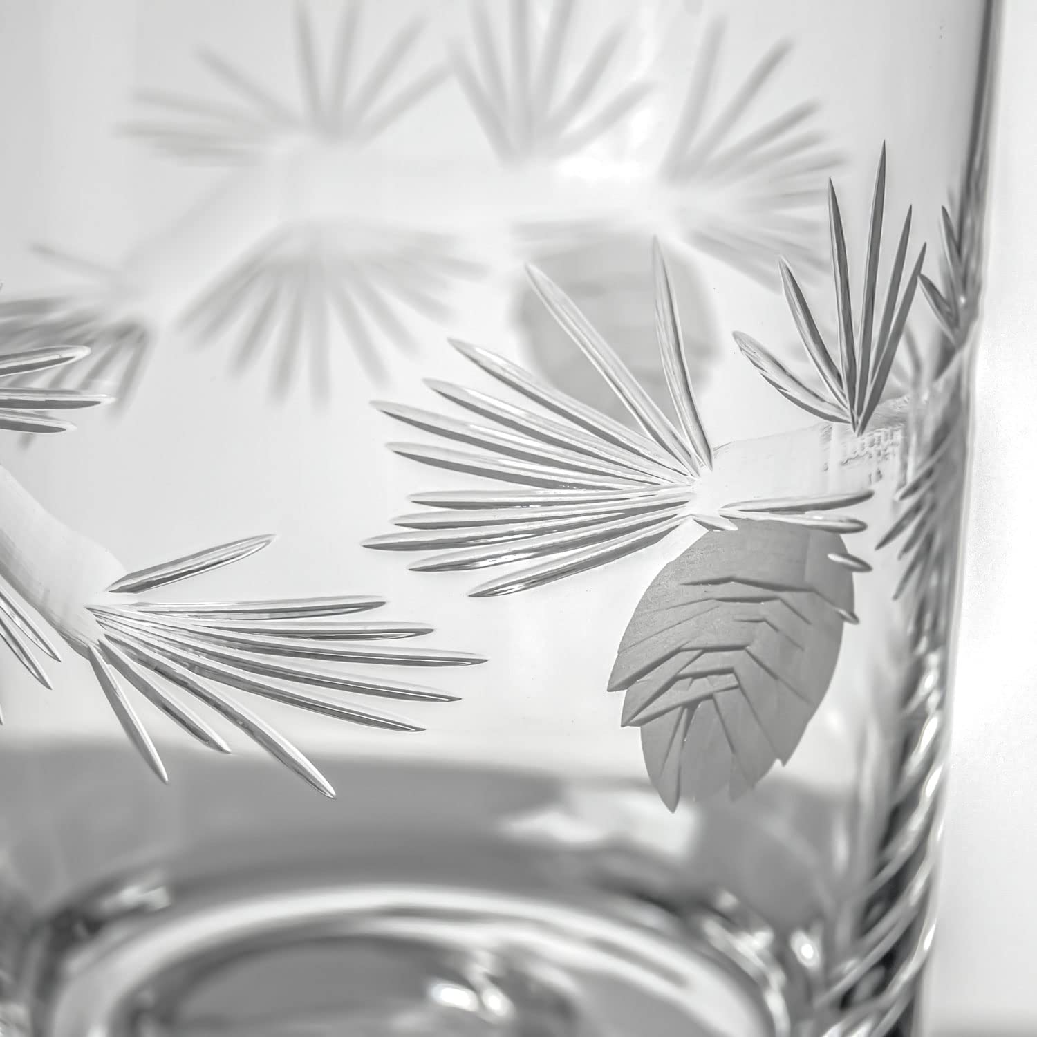 Premium Rolf Glass Icy Pine Double Old Fashioned Whiskey Glasses Set of 4 - 13oz Lead-Free Etched Tumbler Glasses - Handcrafted in USA - Perfect for Bourbon, Scotch & Cocktails at Home Bars & Gifts