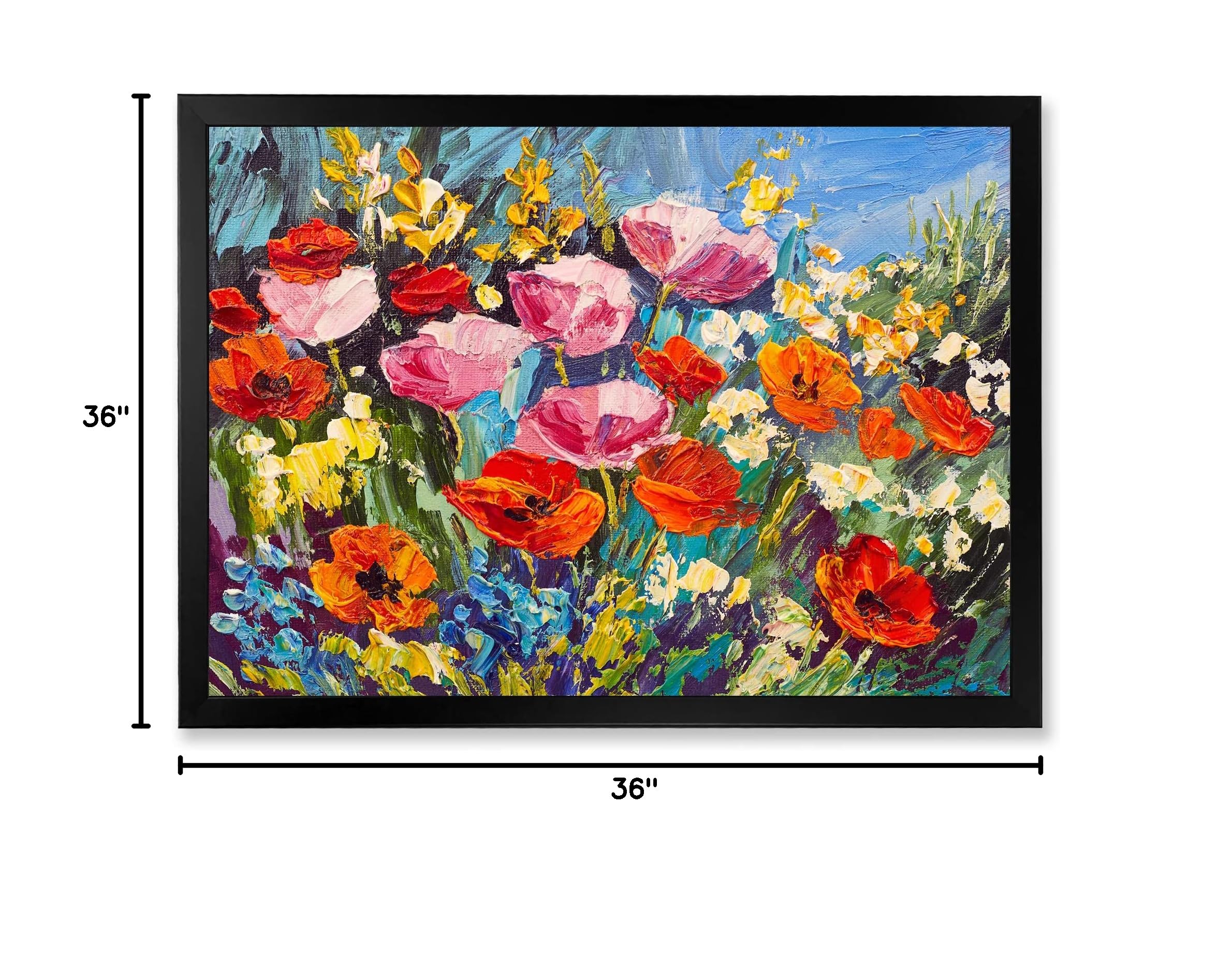 Vibrant Spring Wildflowers Framed Wall Art - Traditional Floral Home Decor for Living Room, Bedroom & Office