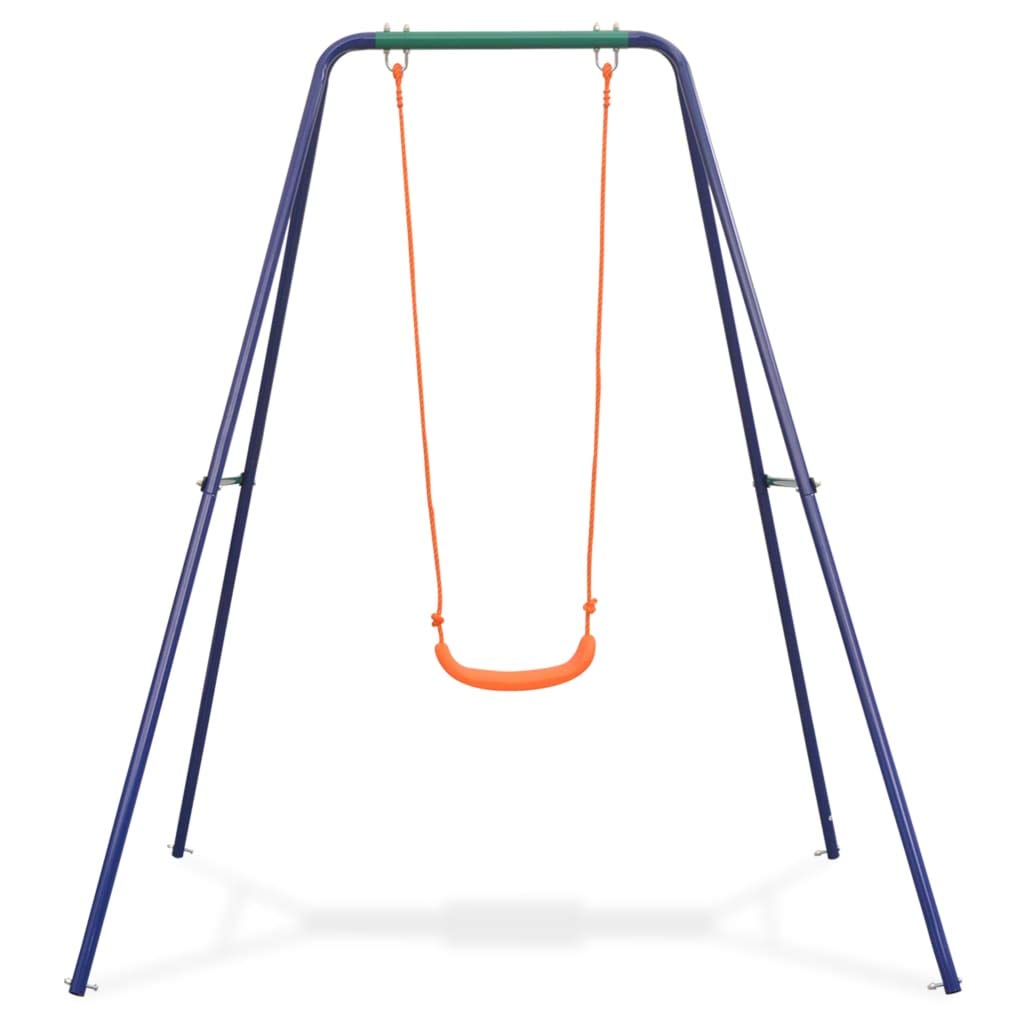 FAMIROSA A-Frame Swing Set with Non-Slip Seat - Outdoor Toddler Swing Stand for Backyard, Garden & Playground - All-Weather Durable Design with Ground Stakes - Perfect for Indoor/Outdoor Kids Activities & Family Fun (Orange)