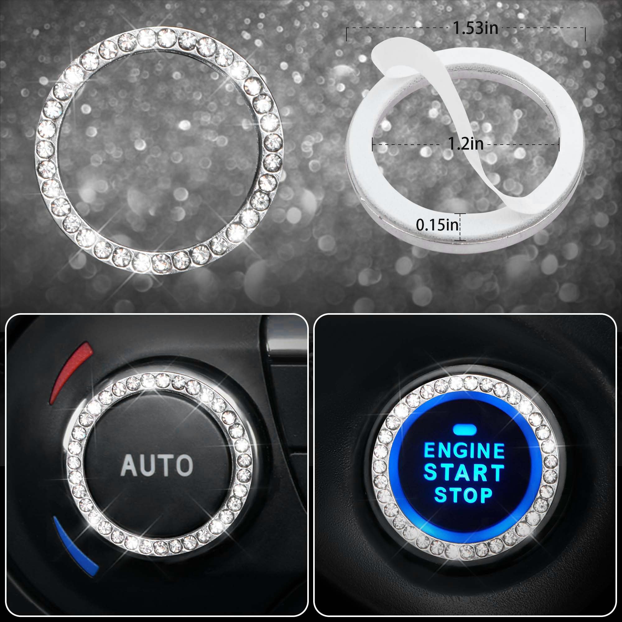 Bling Diamond Leather Car Seat Covers Set (11-Piece) - Sparkly Rhinestone Steering Wheel Cover & Glitter Car Interior Accessories for Women - Luxury Car Decor for Sedan, SUV, Coupe - Perfect Gift for Her & Car Enthusiasts