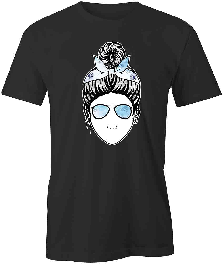 Messy Bun Graphic T-Shirt for Women - Soft Cotton Printed Tee with Funny Slogan | Casual Everyday Wear, Lounge Outfits, Weekend Errands
