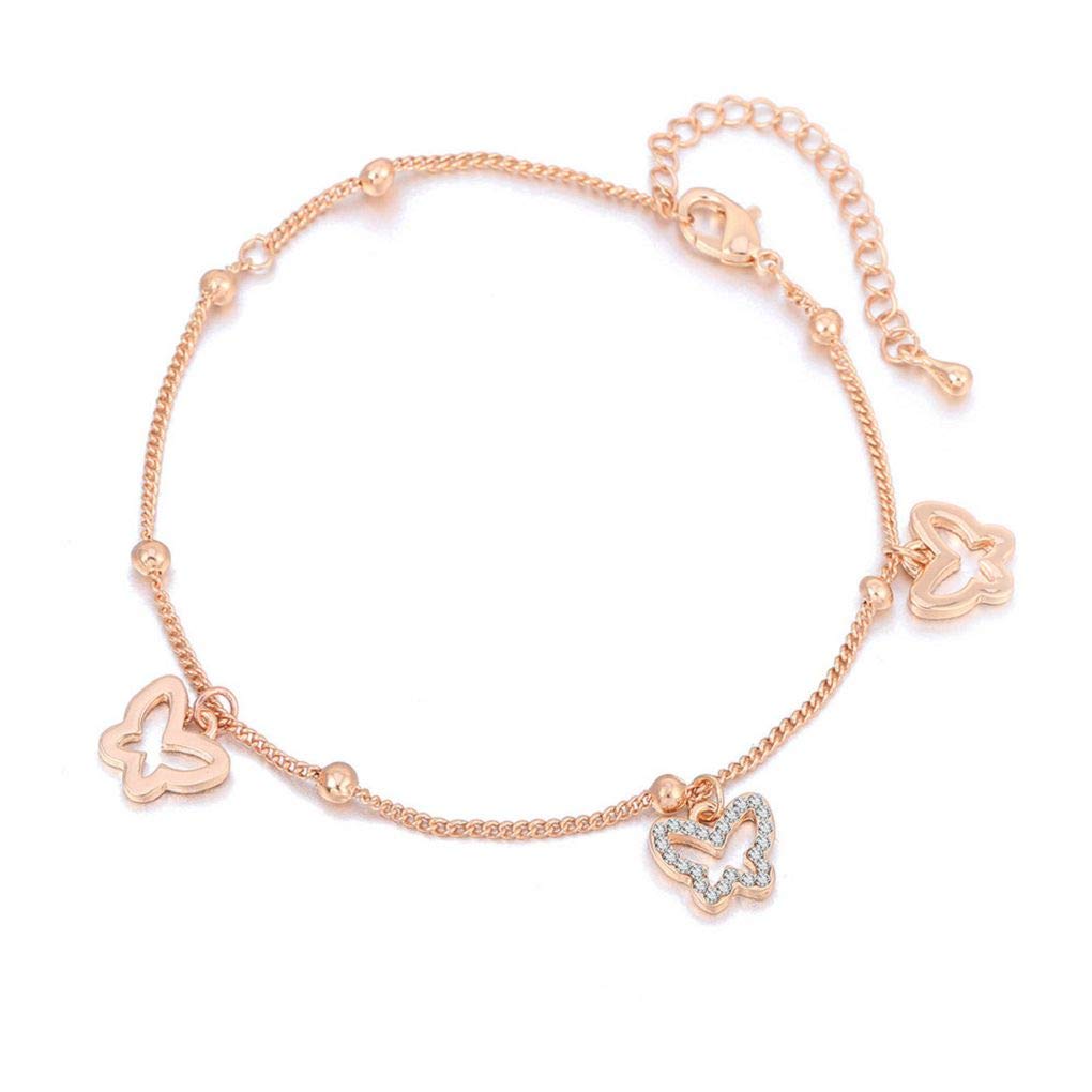 HoBST Women's Rose Gold Adjustable Anklet Bracelet - Elegant Foot Jewelry Chain for Girls, Perfect for Beach, Summer & Boho Fashion