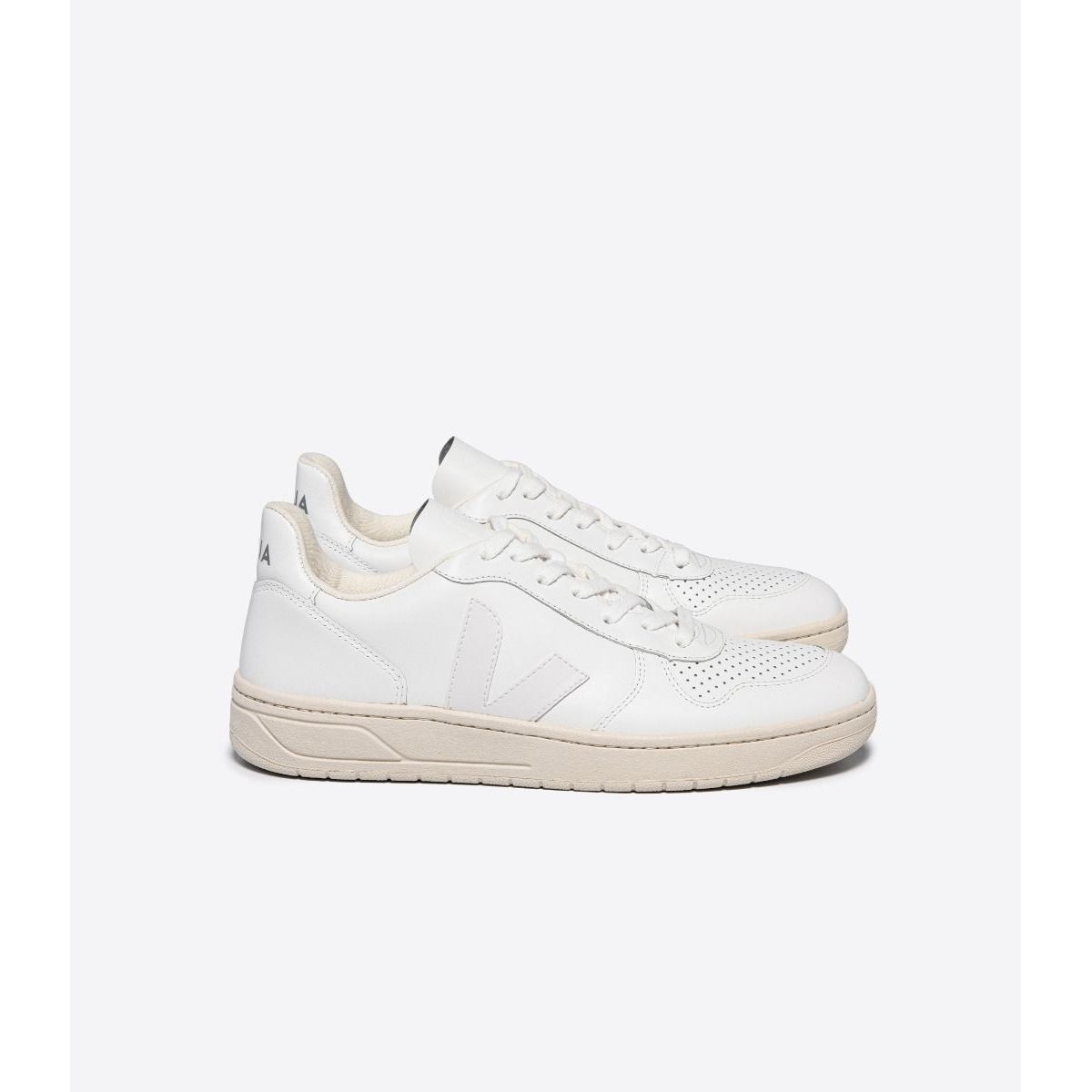 Veja V 10 Leather Sneakers for Men - White Vegan Eco-Friendly Shoes | Casual, Work & Everyday Wear
