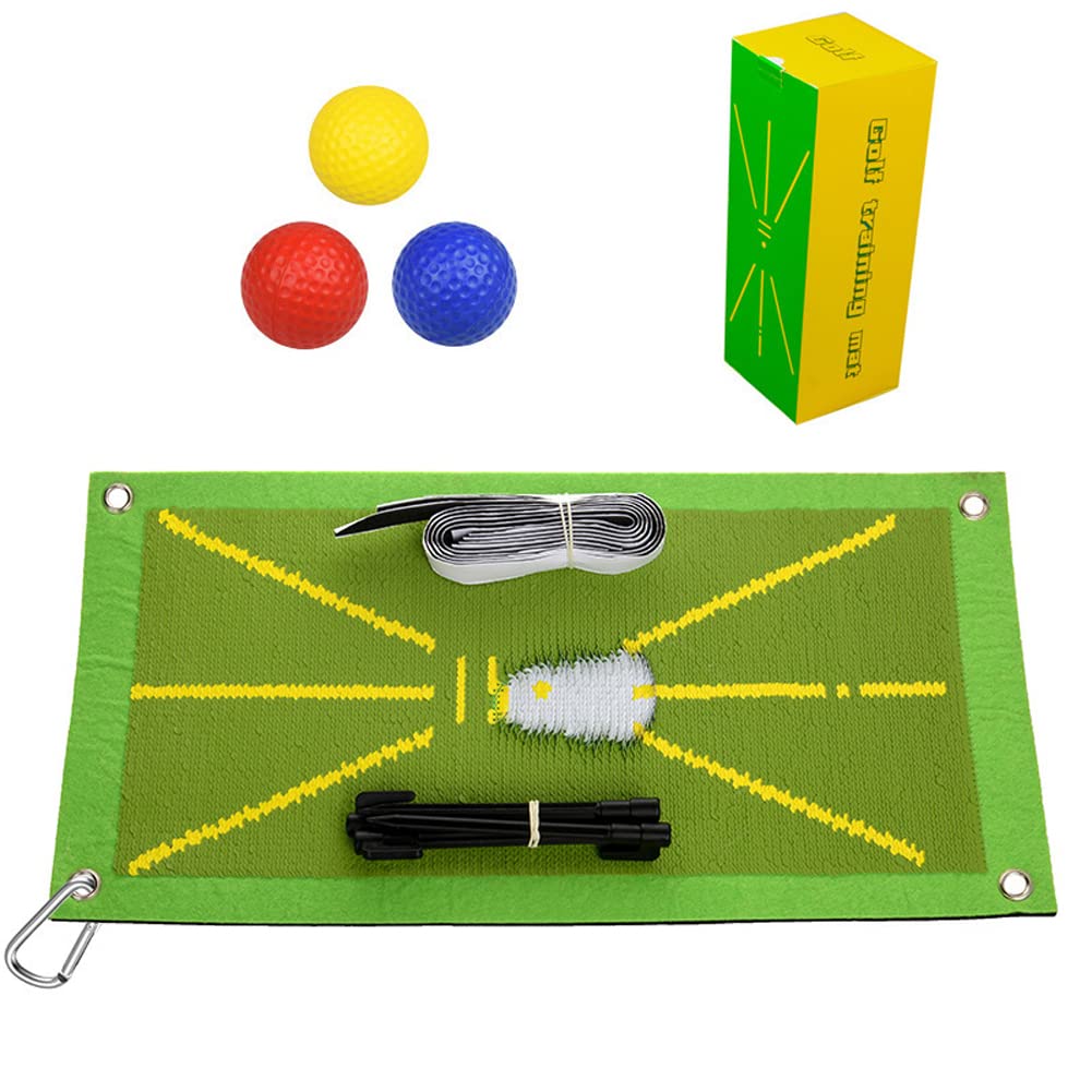 Premium Golf Practice Mat - Portable Golf Training Mat with Swing Analysis & Divot Action - Improve Swing Path & Posture for Indoor/Outdoor Golf Training