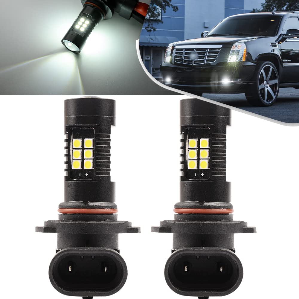 NSLUMO H10 LED Fog Light Bulbs Kit - Super Bright 6500K Xenon White - Compatible with 2003-2016 Cadillac CTS SRX Escalade & GMC Sierra - Direct Replacement for 9145 9140 Bulbs - Perfect for Night Driving & Off-Road Adventures