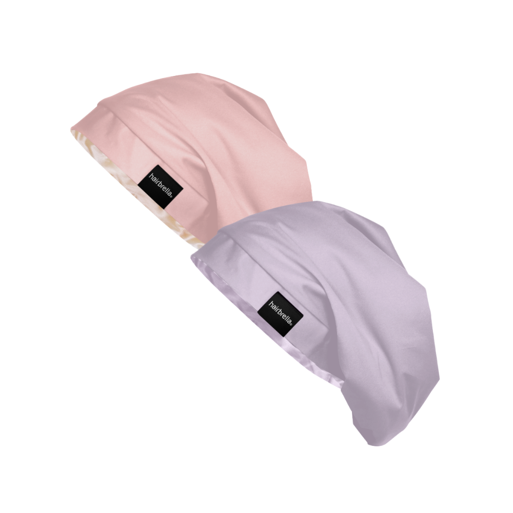 Hairbrella Satin Lined Sleep Cap for Curly & Natural Hair - 2 Pack Bundle | Soft & Breathable Night Cap for Hair Protection & Moisture Retention | Perfect for Bedtime, Travel & Salon Visits