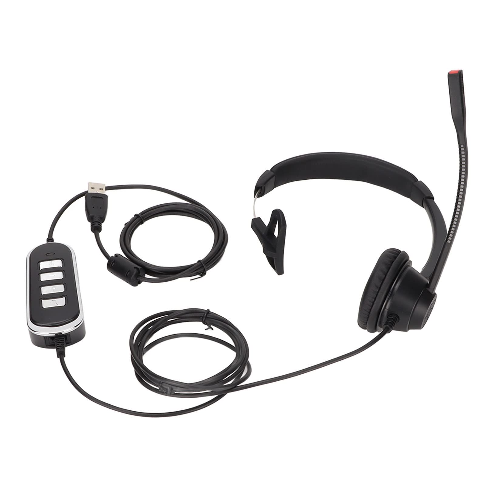 Demeras Binaural Communication Headset - Noise Cancelling Office Headset with Comfortable ABS Ear Cushions, Plug & Play USB for Customer Service, Call Centers & Remote Work (Black) - Perfect for Business Calls, Online Meetings & Teleconferencing