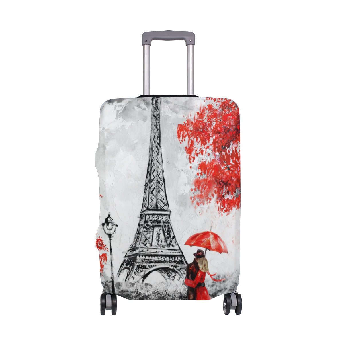 Vintage Paris Eiffel Tower City Oil Painting Floral Flowers Autumn Print Luggage Cover Protector - Durable Suitcase Protector for Travel, Kids, Men & Women - Perfect for Airplane, Train & Vacation Trips