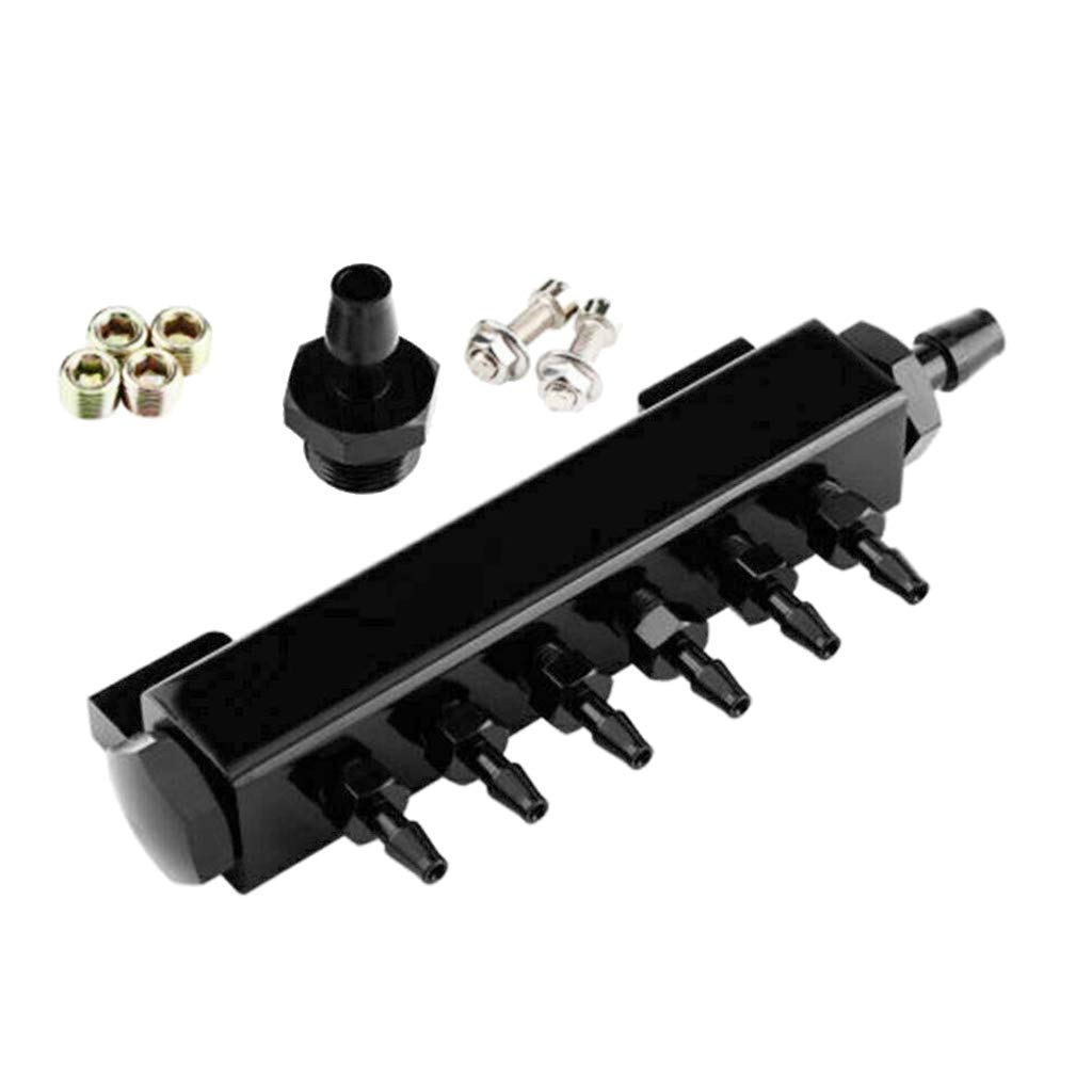 Balikha Vacuum Intake Manifold - 6/8 NPT Aluminum Block Intake (Black) for Automotive Performance & Racing Applications