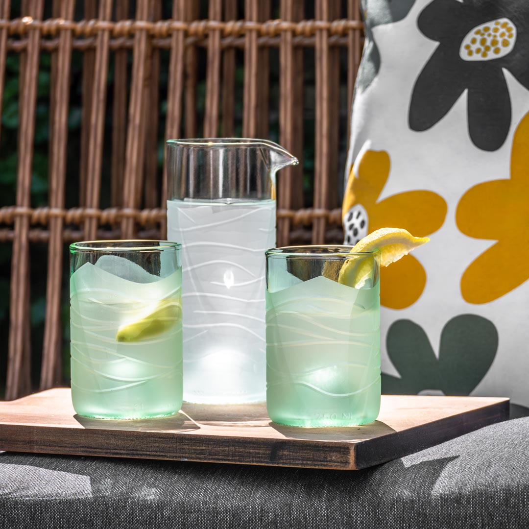 Glacier Glass 16oz Water Pitcher Set of 2 - BPA Free Glass Pitcher for Iced Tea, Lemonade & Infused Water - Perfect for Refrigerator, Parties & Outdoor Gatherings