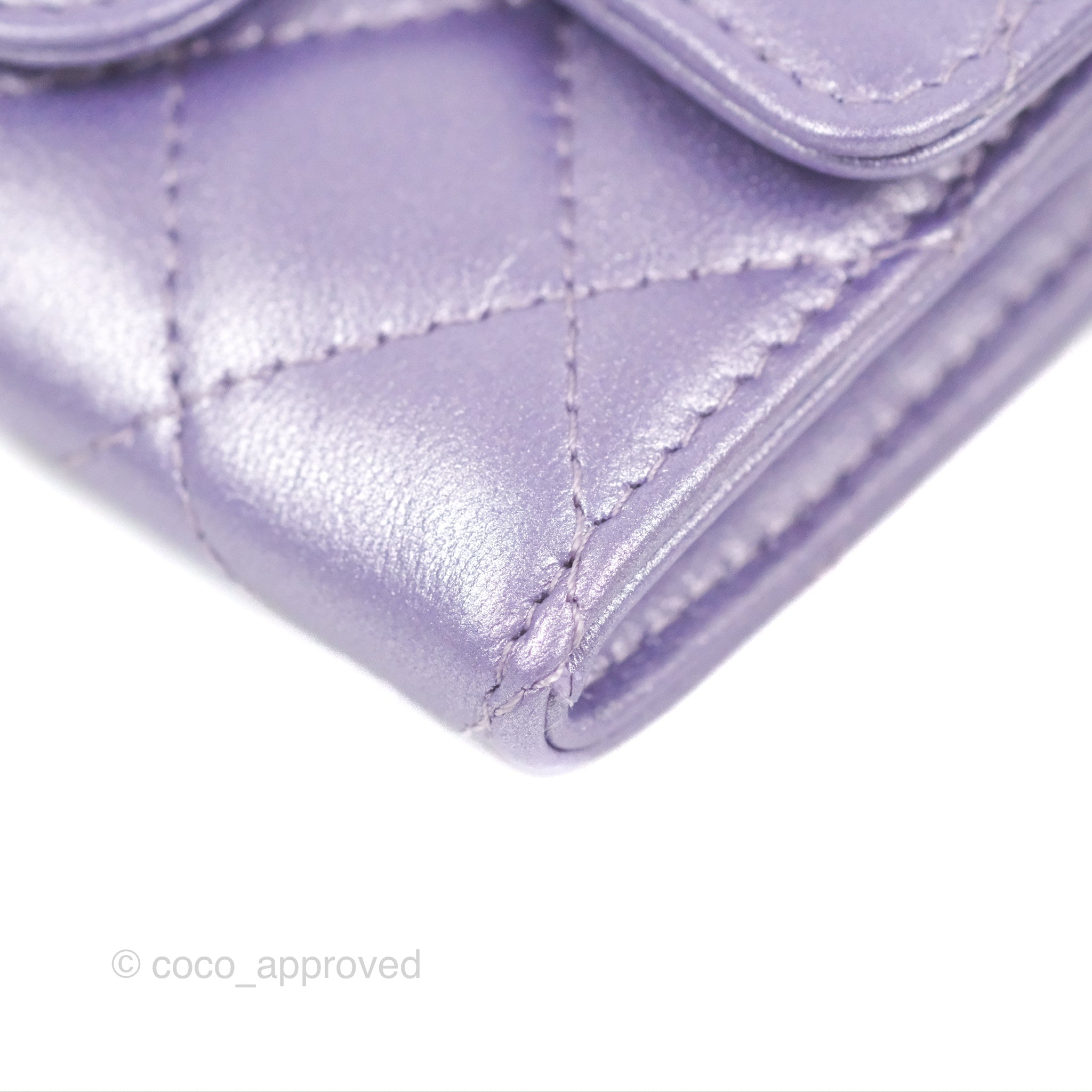 Chanel Classic Flap Card Holder - Quilted Iridescent Purple Lambskin with Silver Hardware | Luxury Wallet for Women, Perfect for Everyday Use & Special Occasions