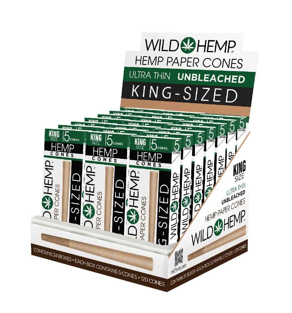 Premium Unbleached Hemp Rolling Paper Cones - King Size Pre-Rolled Empty Cones | 24 Packs (120 Cones) | Natural & Eco-Friendly | Perfect for DIY Pre-Rolls, Herbal Blends & Aromatherapy Use