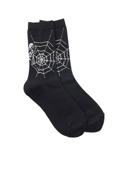Spider Web Cotton Plain Stitch Socks for Men & Women - Comfortable Halloween Novelty Socks for Cosplay, Costume Parties & Everyday Wear