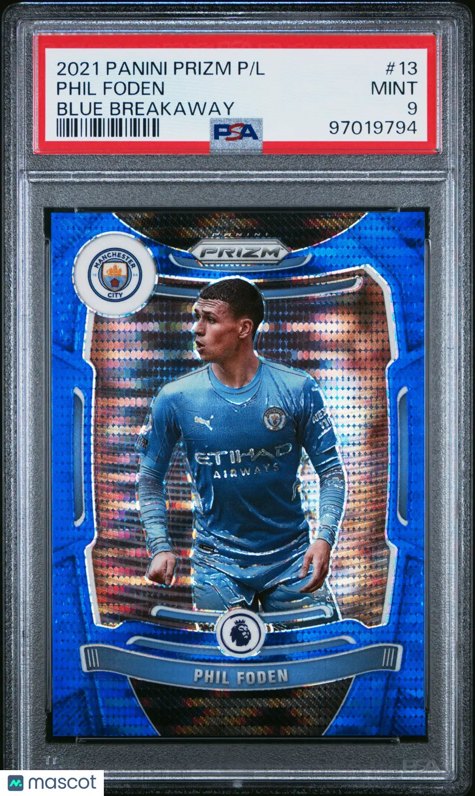 2021 Panini Prizm Premier League Phil Foden Blue Breakaway PSA 9 057/199 - Rare Soccer Trading Card for Collectors & Investors - Perfect for Display, Gifts & Fantasy Sports