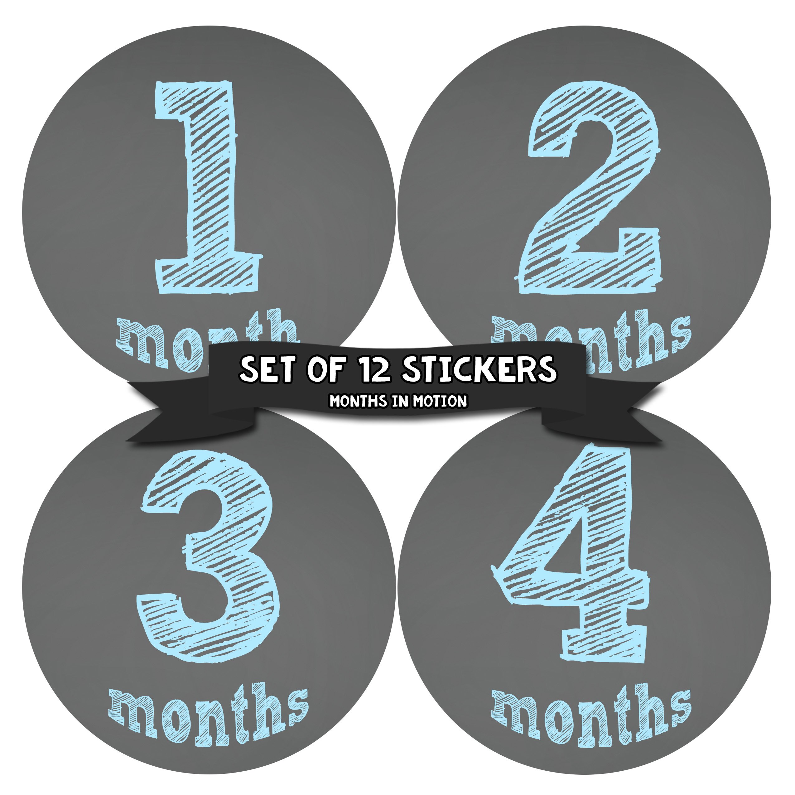 Baby Monthly Milestone Stickers for Newborn Boys - Adhesive Photo Props for First Year Growth Tracking - Perfect for Baby Albums, Scrapbooking & Monthly Photos