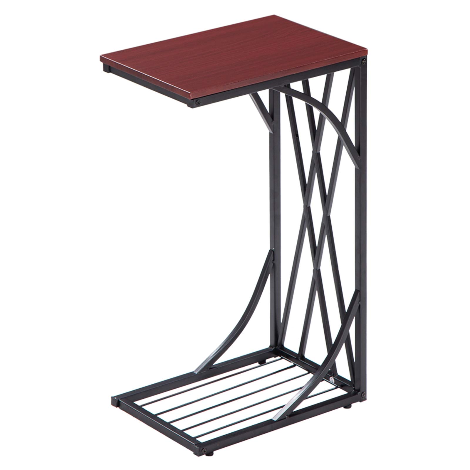 Brown C-Shaped Sofa Side Table - 30.5