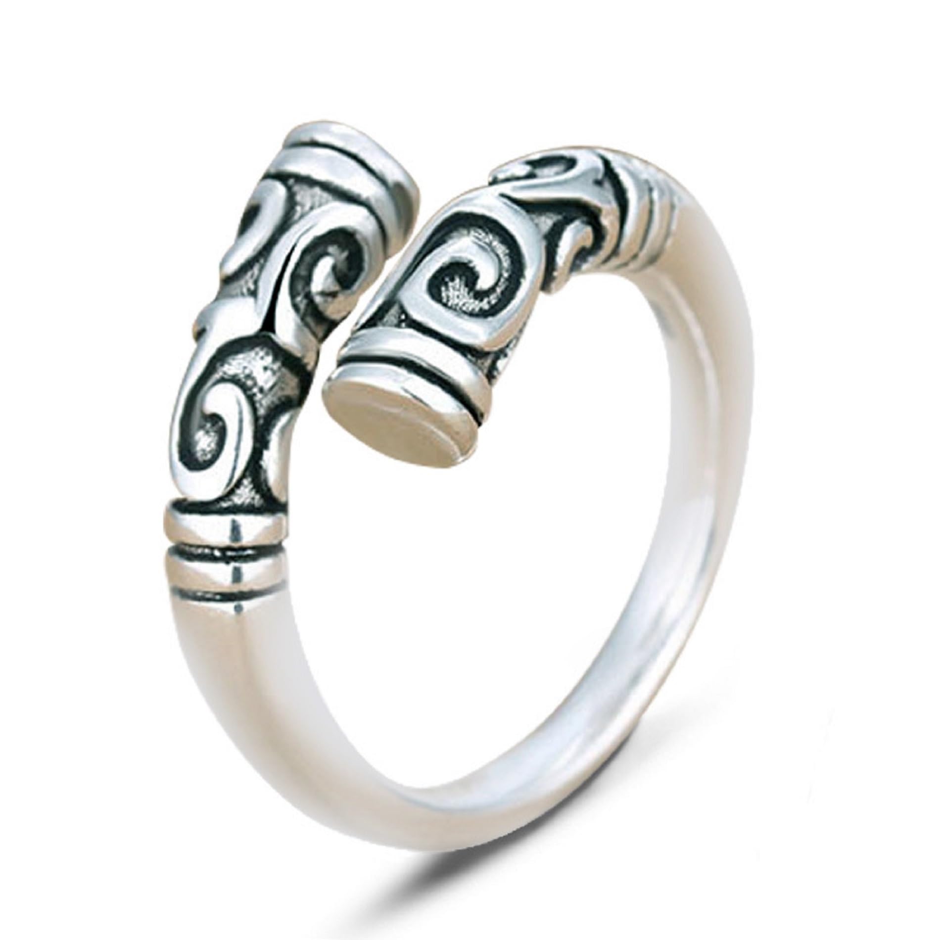 Vintage Gold Hoop Stick Thai Silver Adjustable Ring for Women & Men - Boho Jewelry for Everyday Wear, Parties & Gifts