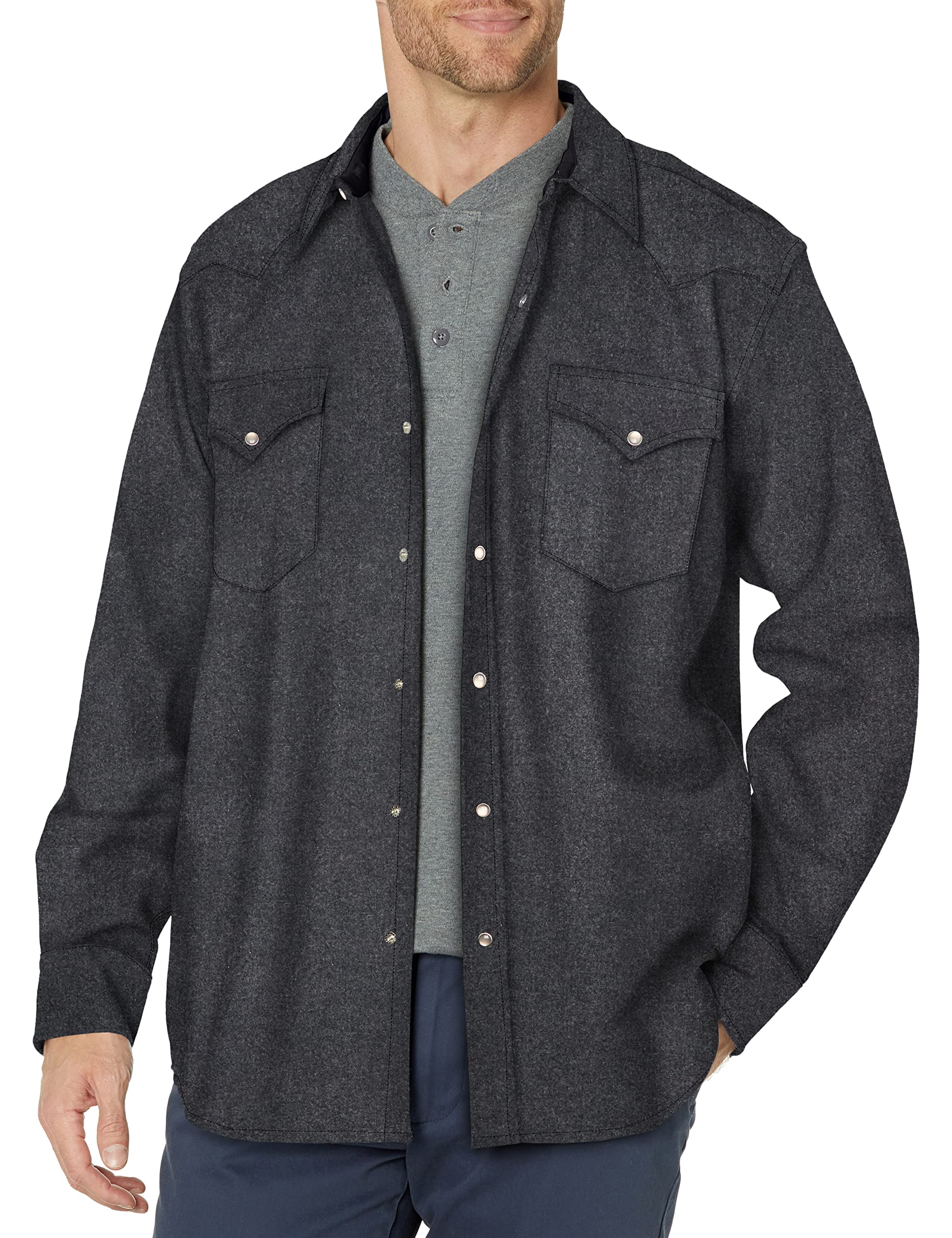 Pendleton Men's Long Sleeve Snap Front Classic Fit Canyon Wool Shirt - Warm Flannel Plaid Shirt for Outdoor Adventures, Camping & Fall Winter Fashion