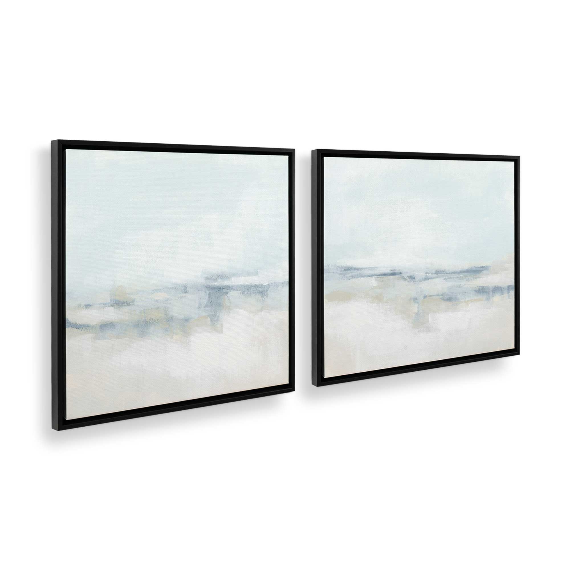 Cloudy Shoreline Hues - Set of 2 Premium Canvas Wall Art Prints for Coastal Home Decor | Perfect for Living Room, Bedroom & Beach House