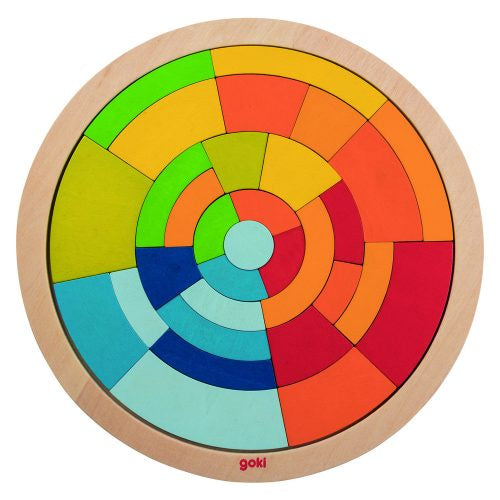 Goki Wooden Puzzle Circle - Educational Toy for Kids, Brain Teaser Game for Toddlers & Children - Perfect for Home Learning, Classroom Activities & Travel Entertainment