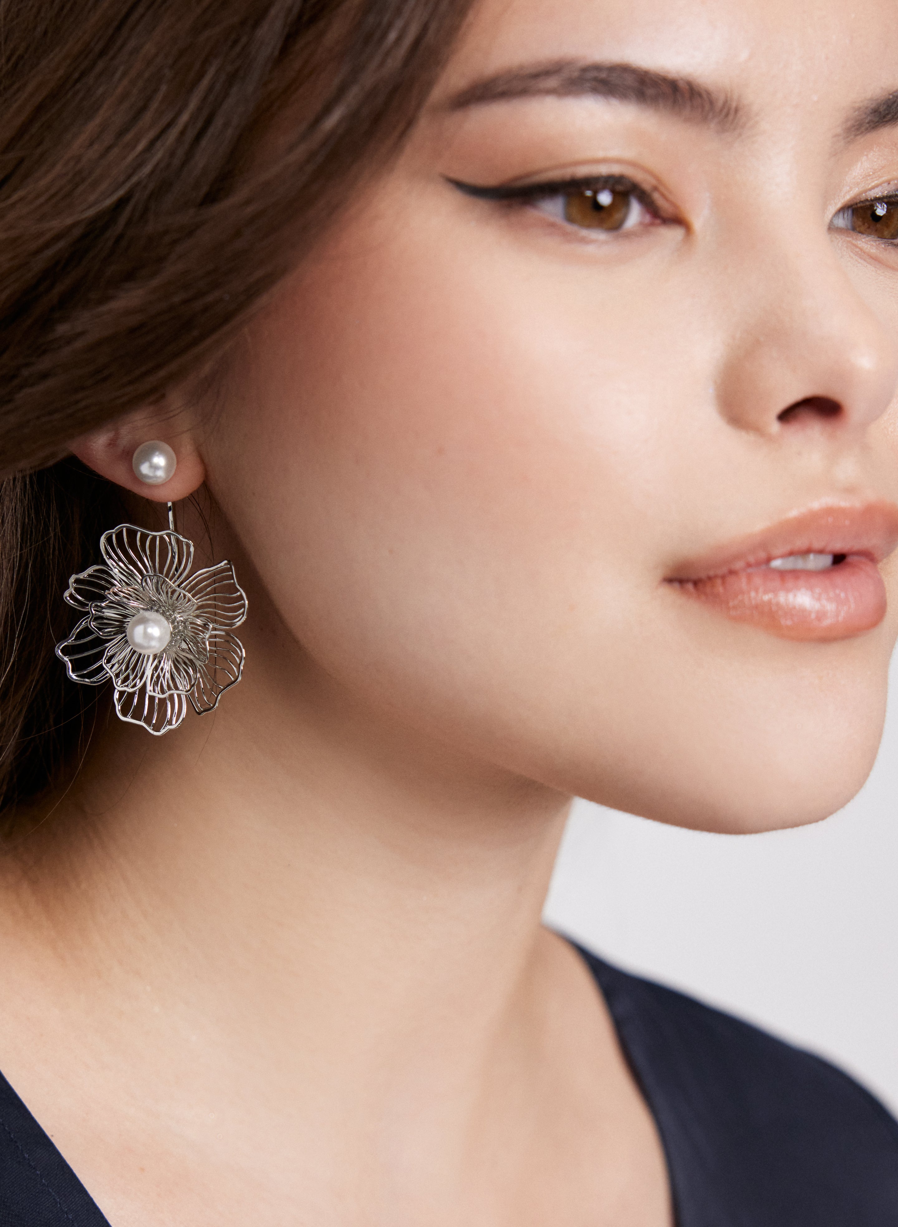 Floral Pearl Earrings for Women - Elegant Dangle Drop Earrings for Wedding, Party & Special Occasions