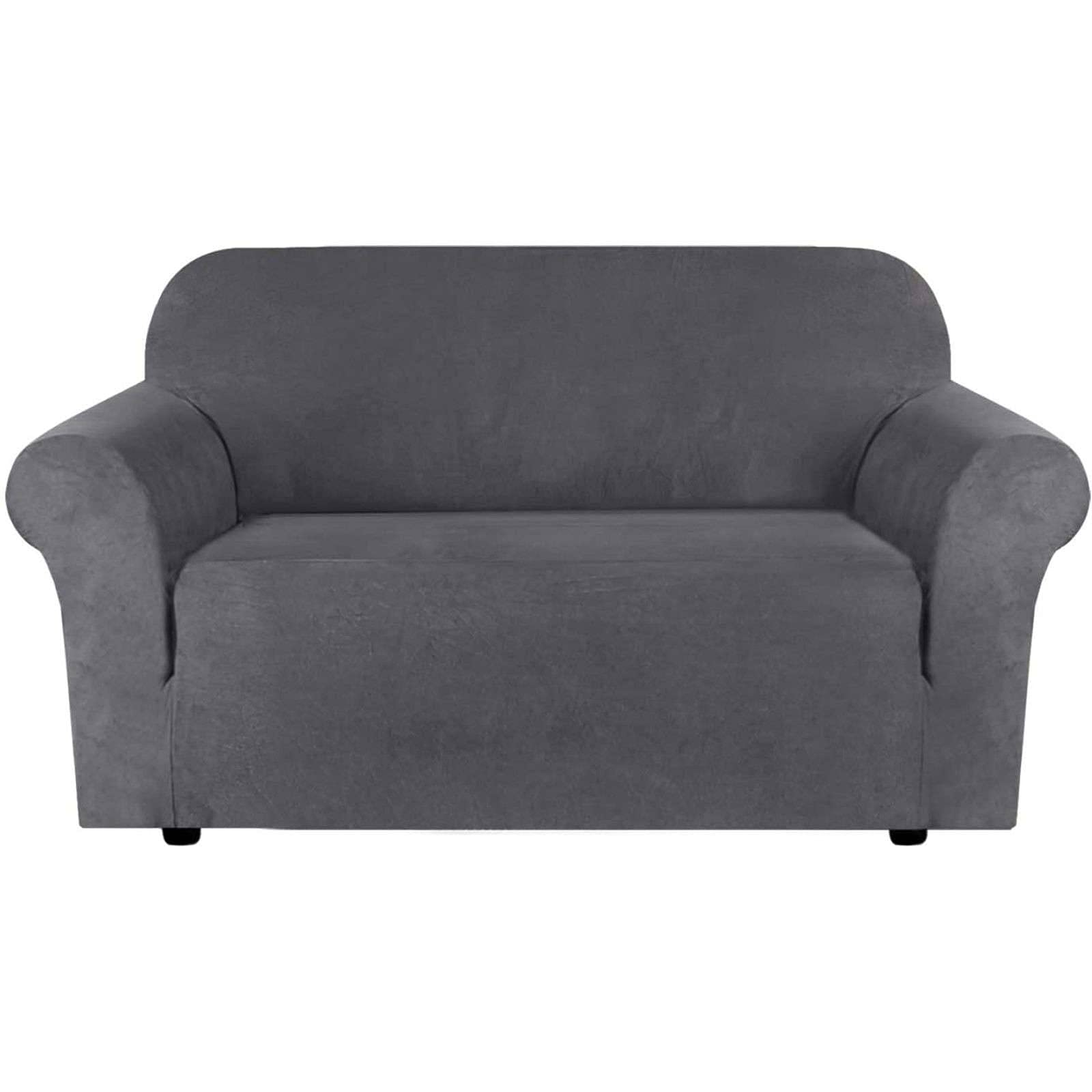 JHLD Stretch Suede Sofa Cover for 3-Seater Couches - Waterproof Elastic Slipcover with Machine Washable Fabric | Furniture Protector for Living Room, Family Room & Office (Grey, Medium Size)