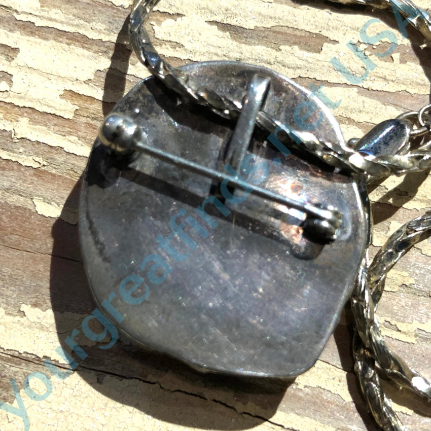 Vintage Navajo Turquoise Necklace & Pin - Sterling Silver Jewelry for Women, Handmade Southwest Style, Perfect for Boho Fashion & Special Occasions