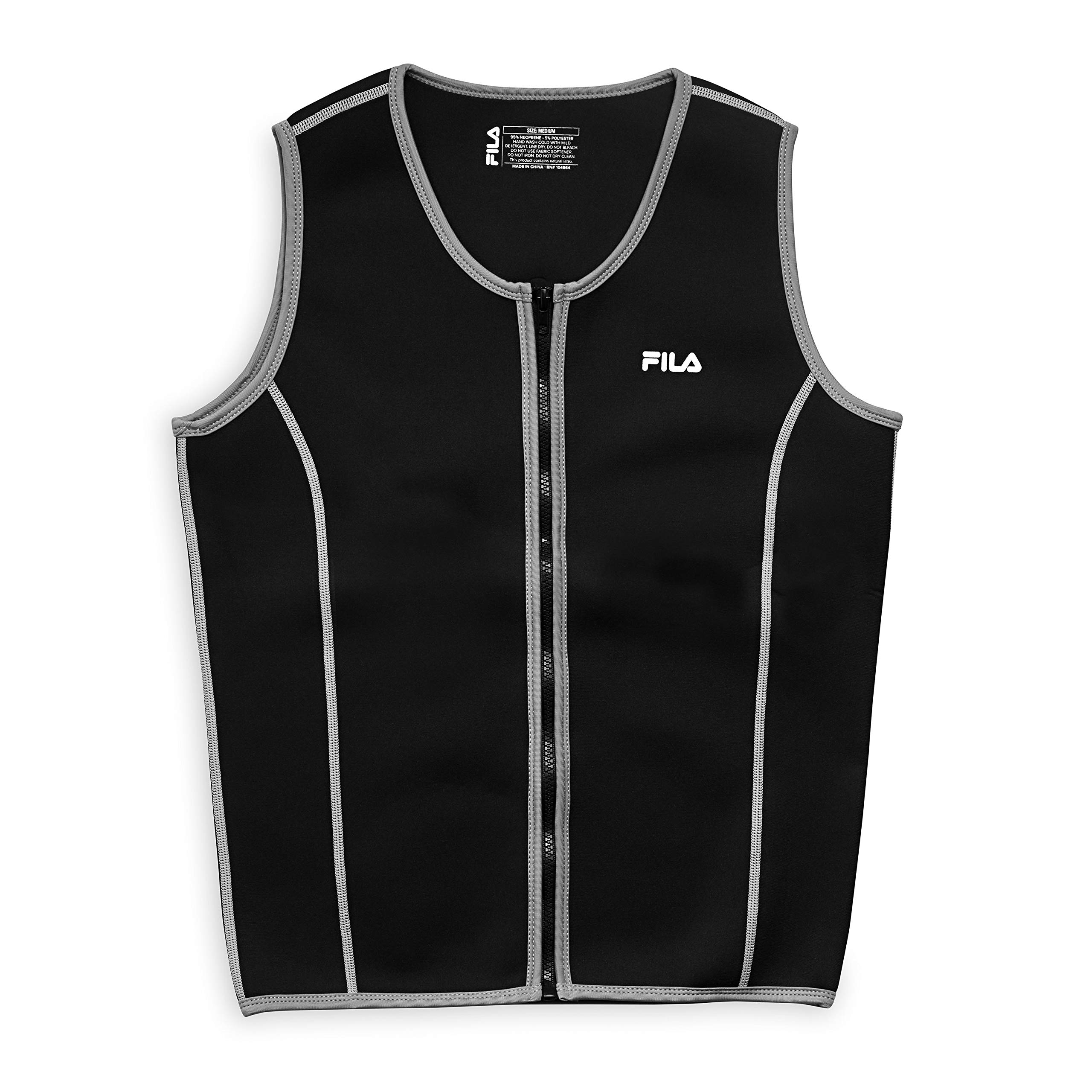 FILA Men's Neoprene Sauna Vest - Slimming Zipper Tank Top Hot Sweat Suit Body Shaper for Gym & Weight Loss