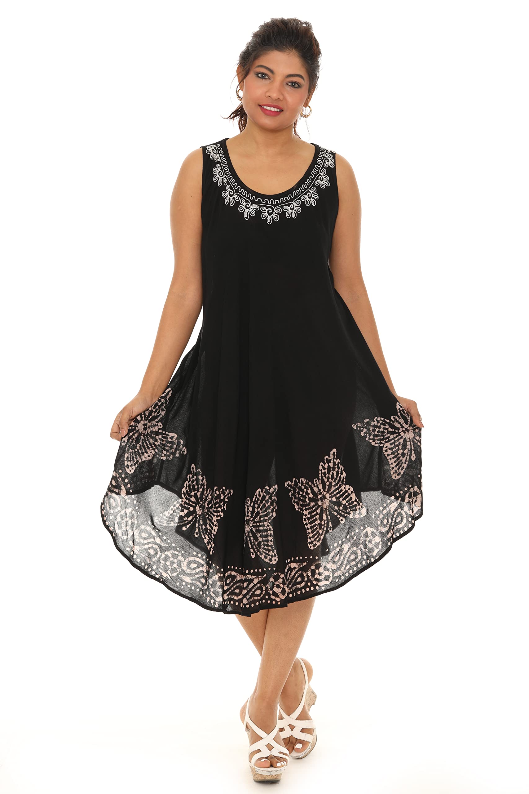 Women's Sleeveless Rayon Sundress - Casual Summer Tank Dress with Solid Color, Perfect for Beach Cover Up, Spring Outfits & Vacation Wear