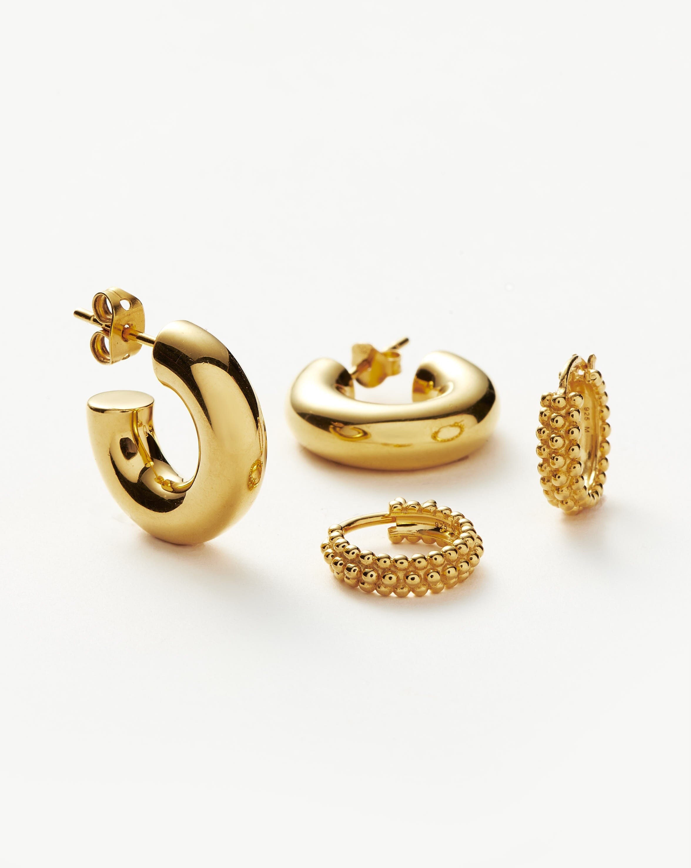 Chubby & Baya 18k Gold Vermeil Hoop Earrings Set - Elegant Dangle Hoops for Women, Perfect for Everyday Wear, Parties & Special Occasions