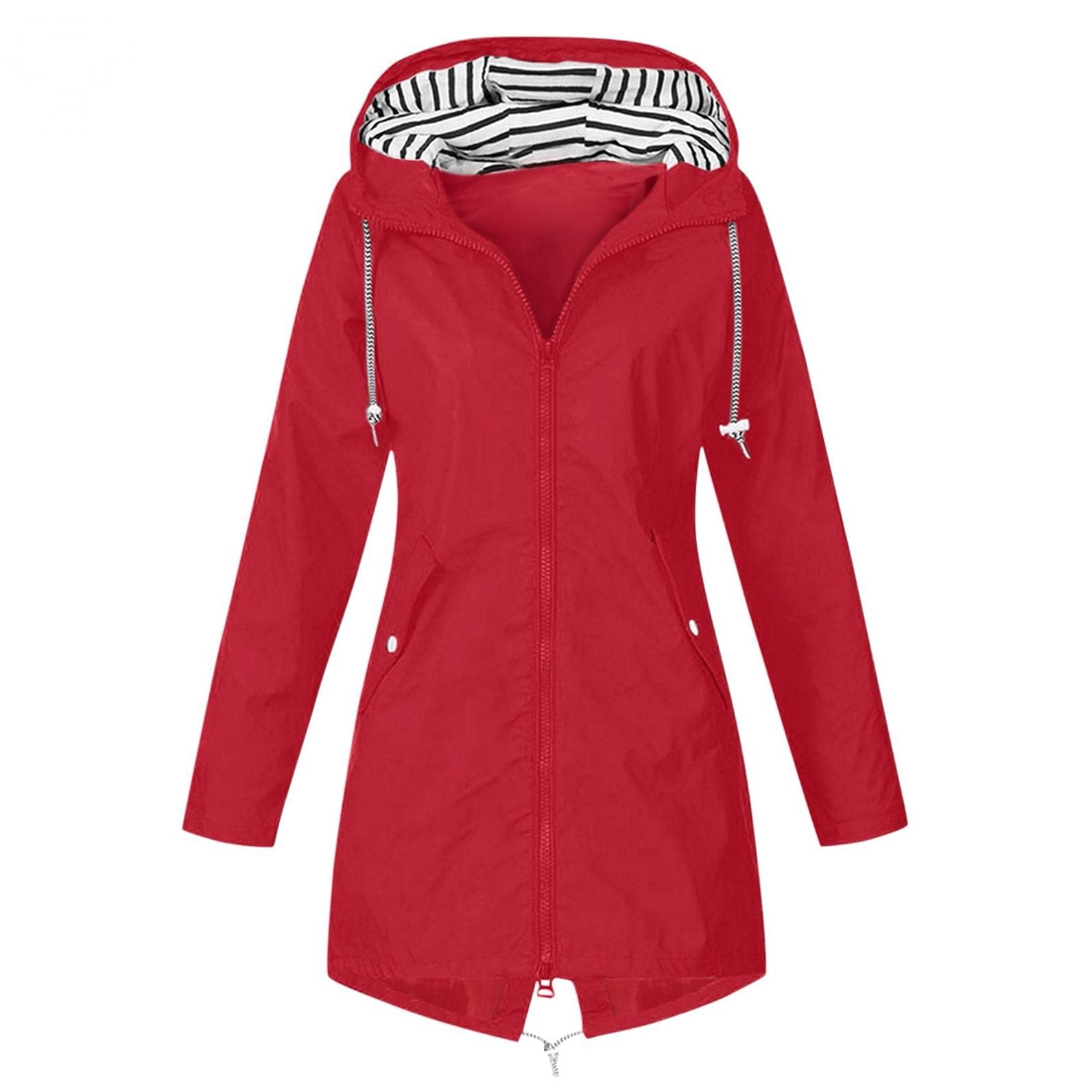 IGETELY Plus Size Rain Jackets for Women - Waterproof Lightweight Hooded Windbreaker, Outdoor Travel Trench Coat for Hiking, Commuting & Rainy Day Protection
