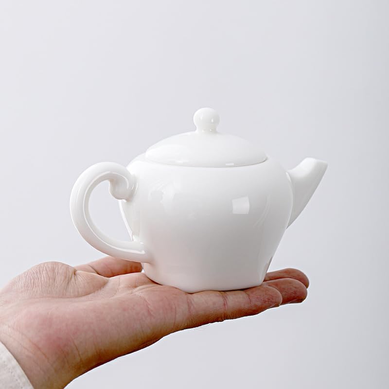 Premium Dehua White Porcelain Teapot Set - Xishi Style Chinese Gongfu Tea Set with Cups - Handcrafted Bone China for Home & Office Tea Ceremony, Gift, Relaxation