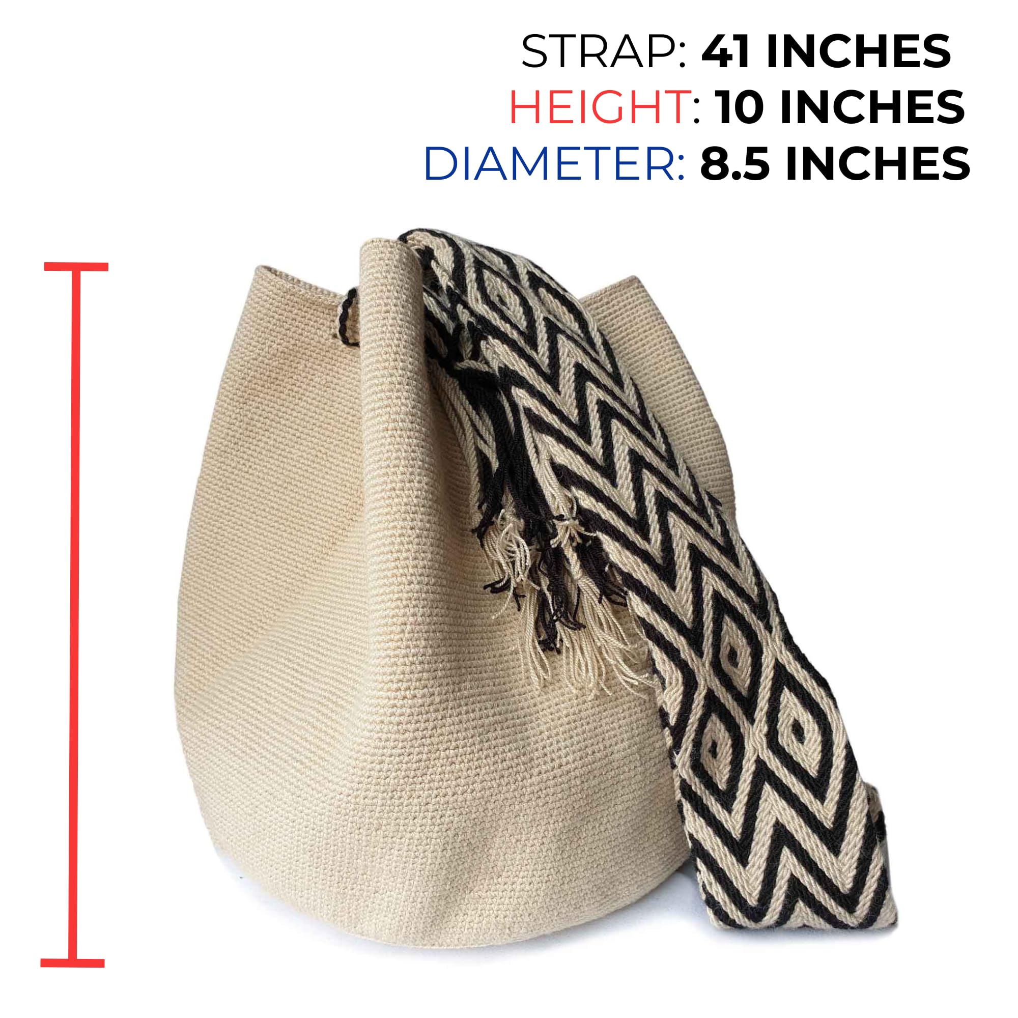 Authentic Colombian WAYUU Crossbody Bag - Handmade Crochet Bucket Purse, Ethical & Artisan-Made Mochila (Ivory) | Perfect for Beach, Travel & Boho Fashion Accessories