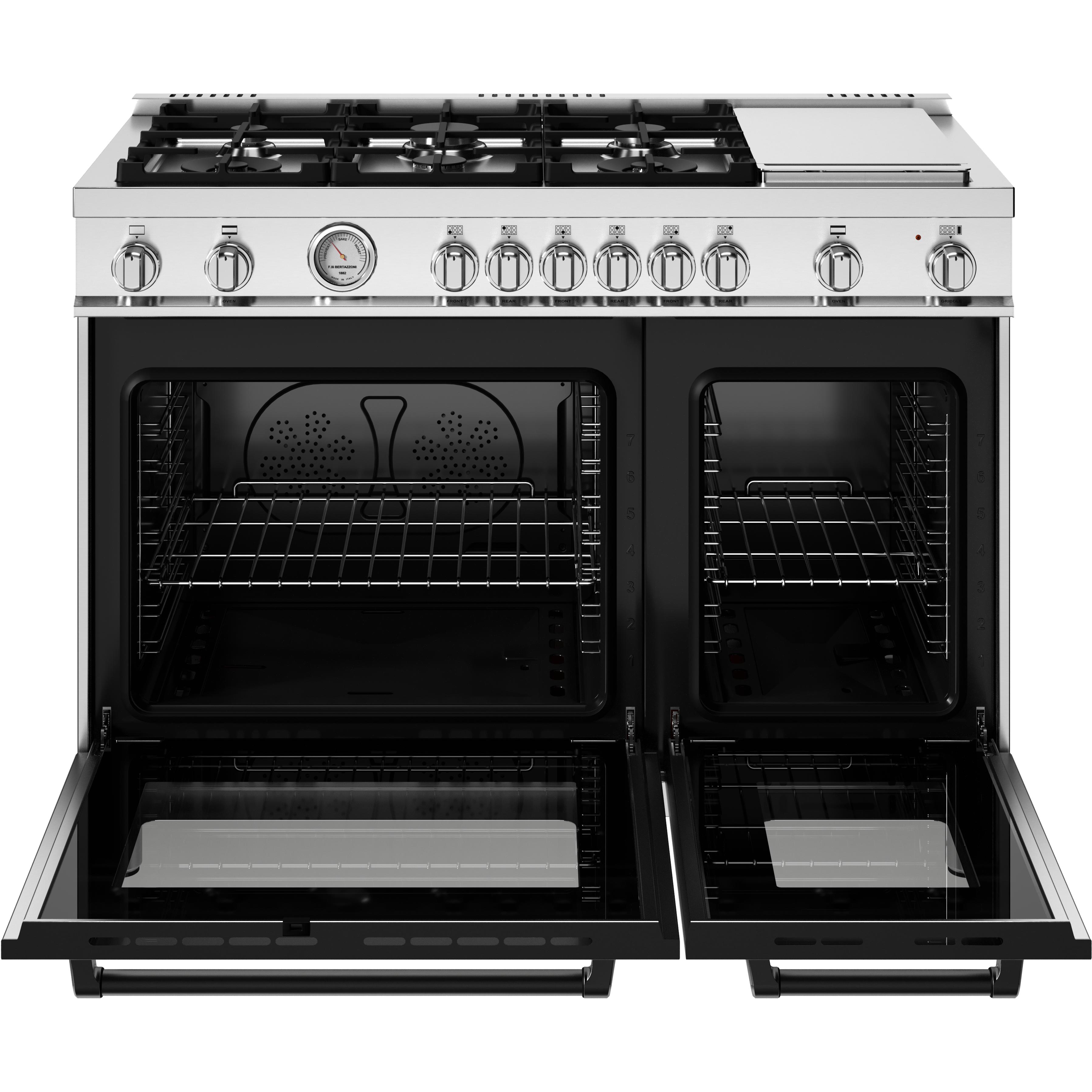 Bertazzoni 48 Inch Freestanding Gas Range MAS486GGASXV - Professional Stainless Steel Gas Stove for Home Kitchen, Perfect for Cooking, Baking & Entertaining