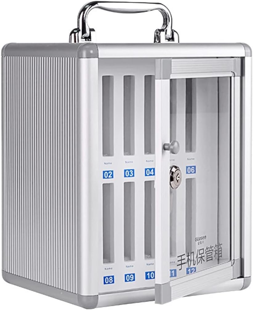 Lockable Alloy Clear Phone Storage Cabinet for Office & Classroom - Holds 12 Cell Phones | Secure Mobile Device Organizer for Teachers, Retail Stores & Workplaces