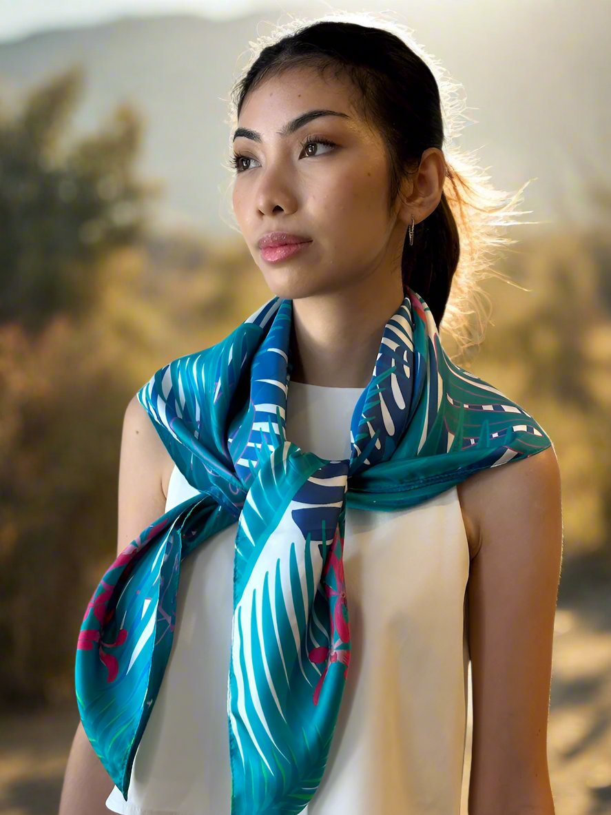 Exquisite Singaporean Islands Bird Silk Scarf - Handmade Avian Wildlife Design - Perfect for Travel, Gift & Fashion Accessories
