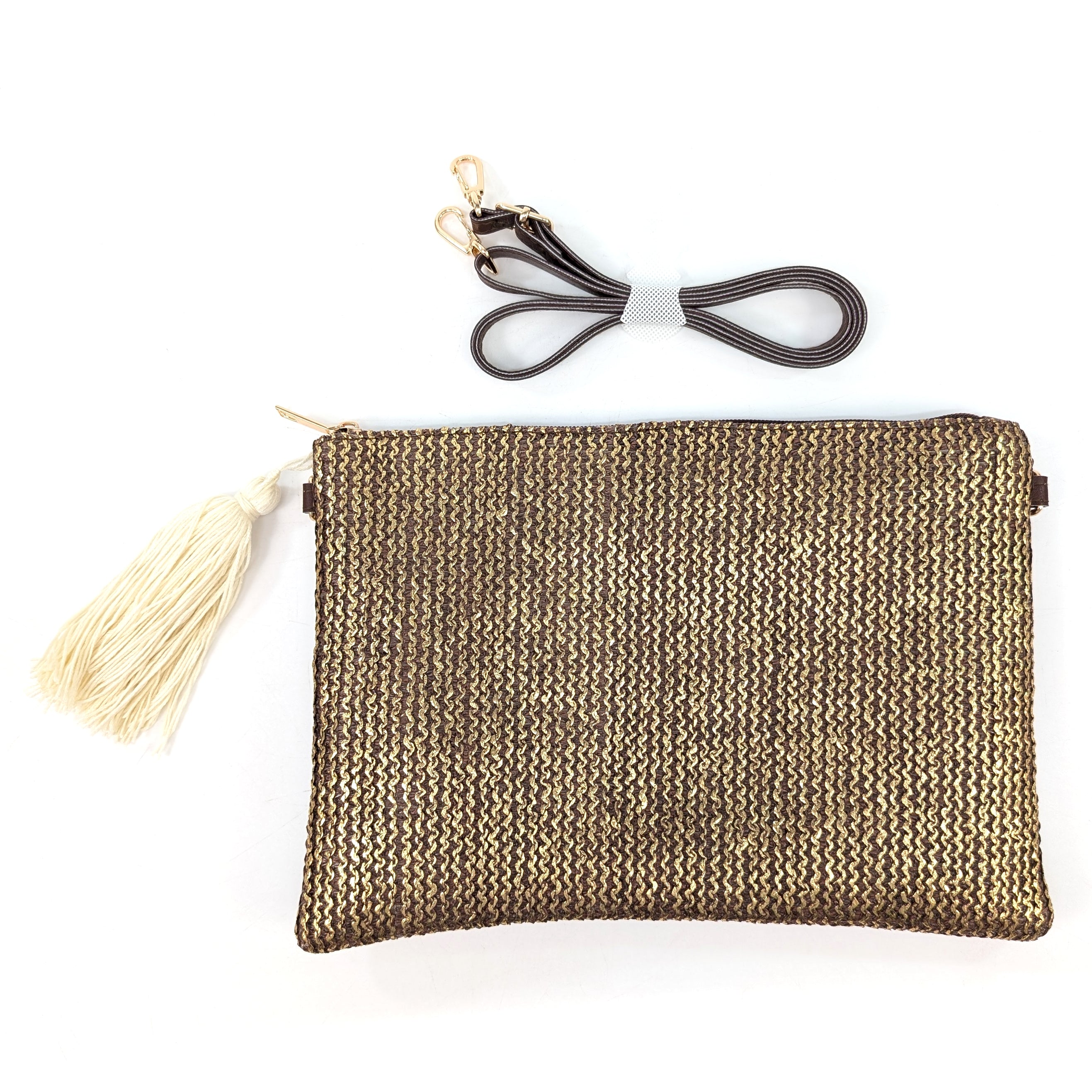 Elegant Glitzy Tassel Clutch Bag in Chocolate Brown - Perfect for Evening Parties, Weddings & Special Occasions