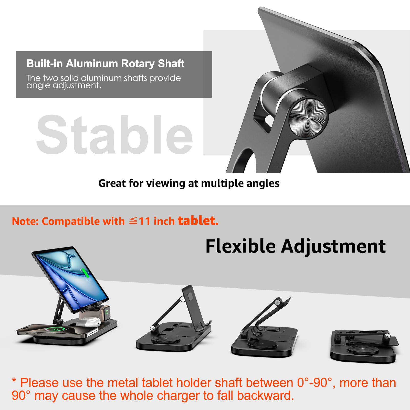 4-in-1 Wireless Charging Station for iPhone 16 Pro Max/15/14 Series, AirPods Pro 2, iPad & Apple Watch Series 10/9/8 - Fast Qi-Certified Multi-Device Charger for Home, Office & Nightstand Use