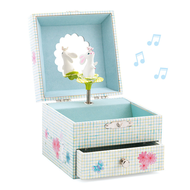 Djeco Sweet Rabbit's Song Musical Box - Hand-Crank Music Box with Melodic Lullabies for Babies & Kids Nursery Decor | Perfect Gift for Baby Showers, Birthdays & Nursery Room Decorations