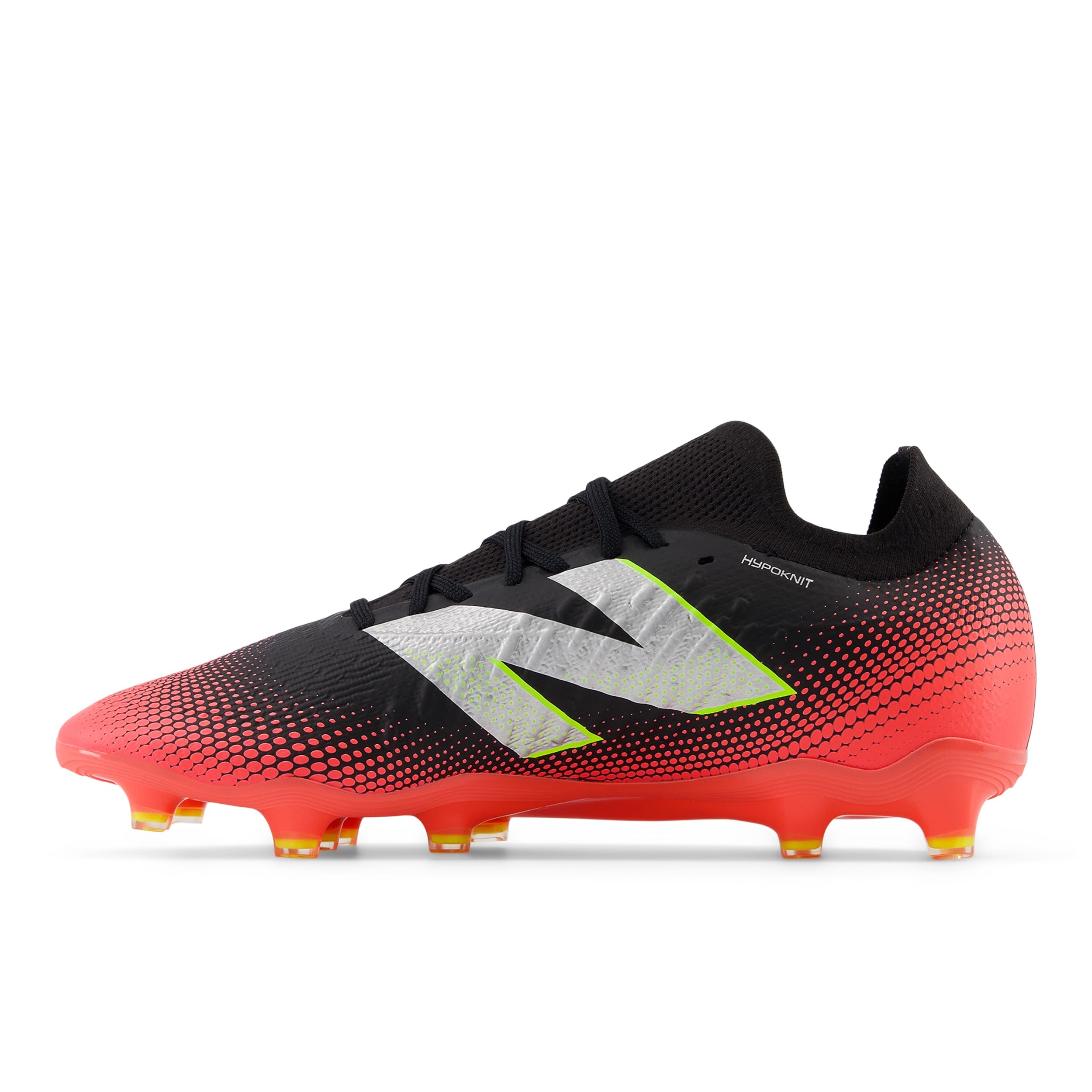 New Balance Tekela Magia Low Laced V4+ FG Soccer Cleats for Men - Black/Energy Red/Hi Lite - Lightweight Football Shoes for Artificial Grass & Firm Ground - Perfect for Training & Match Play