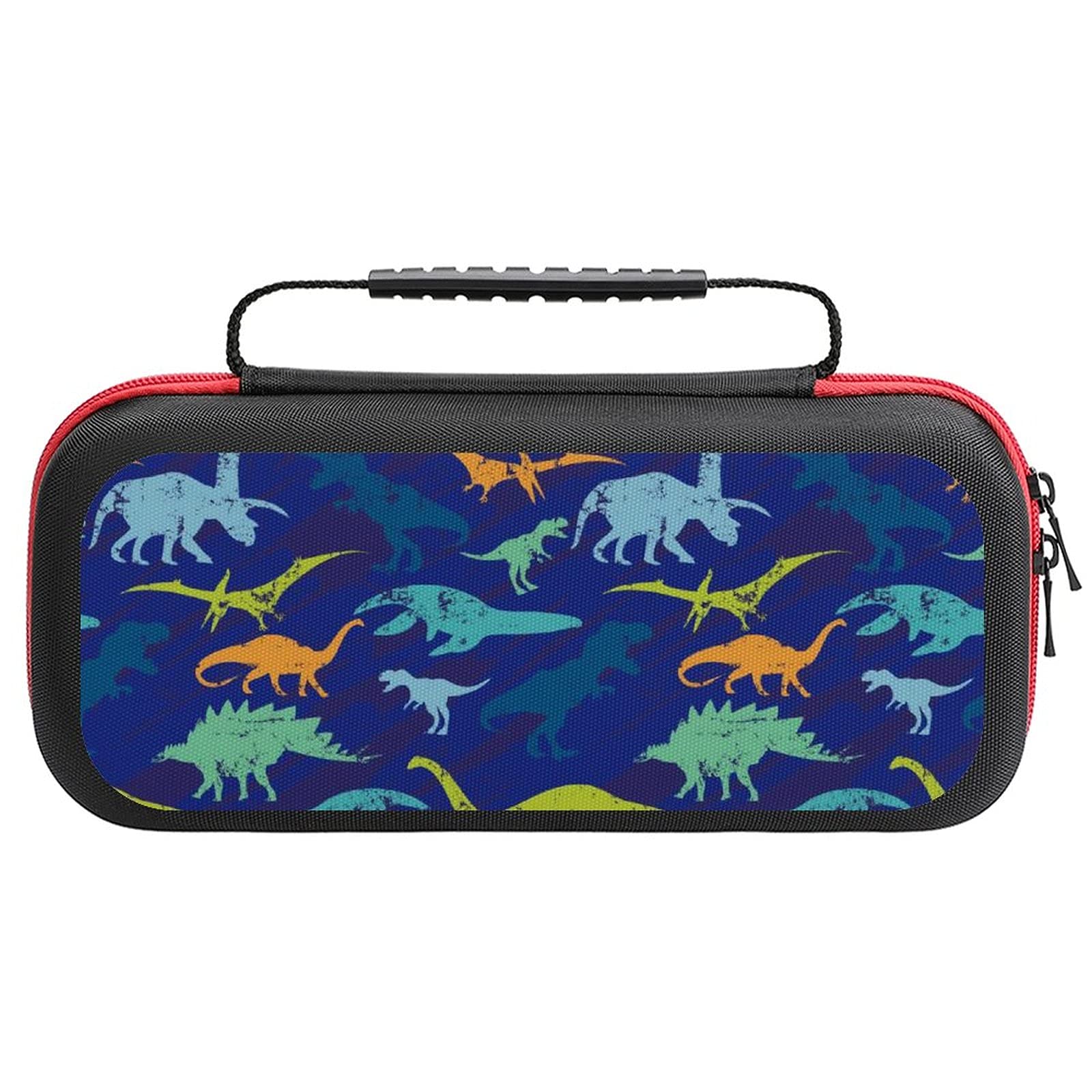 Vintage Dinosaur Print Carrying Case for Nintendo Switch Lite & Accessories - Portable Travel Storage Bag for Gaming, Commuting, and Outdoor Adventures