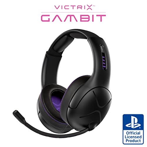 Victrix Gambit Black Wireless & Wired Gaming Headset with Noise-Canceling Mic for PS4, PS5 - Pro Esports Audio, Ultra-Comfort Over-Ear Headphones - Perfect for Competitive Gaming, Streaming & Long Sessions