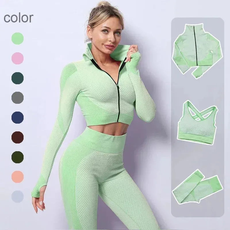 Seamless Long Sleeve Yoga Outfits for Women - 2 or 3 Piece Workout Sets | Gym, Running & Fitness Clothes | Perfect for Yoga, Pilates & Active Lifestyles
