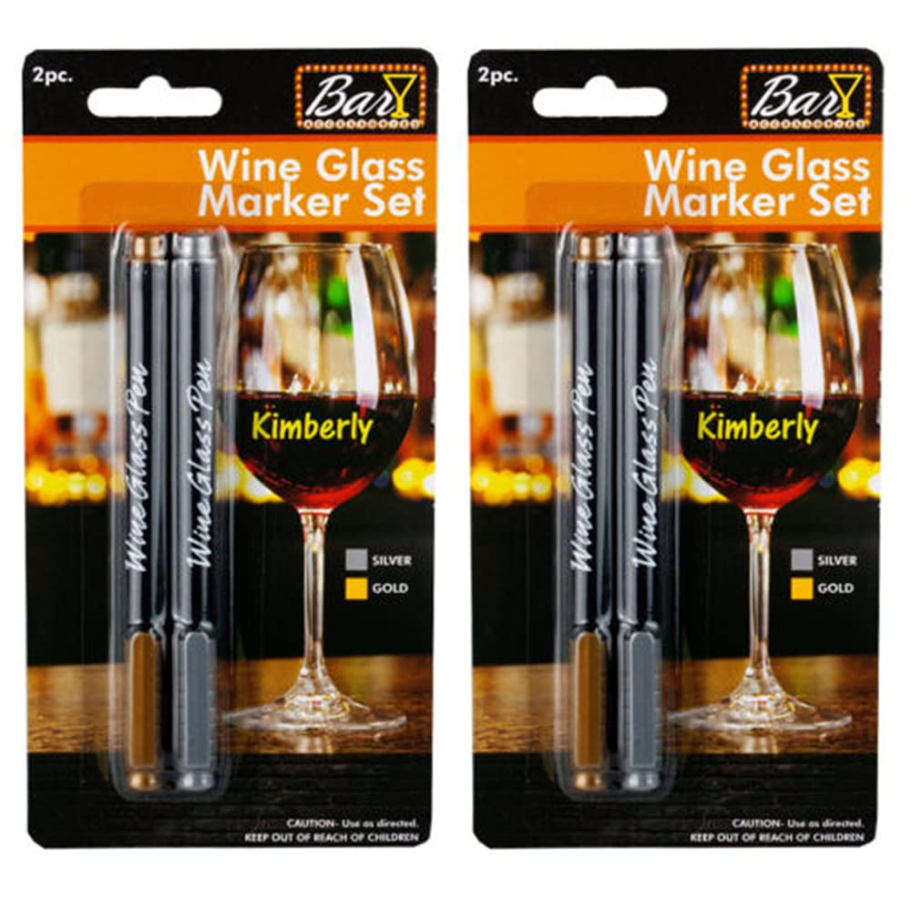 Gold & Silver Erasable Wine Glass Markers - Washable Drink Name Pens for Weddings, Parties & Events - Perfect for Bridal Showers, Bachelorette Parties & Holiday Gatherings