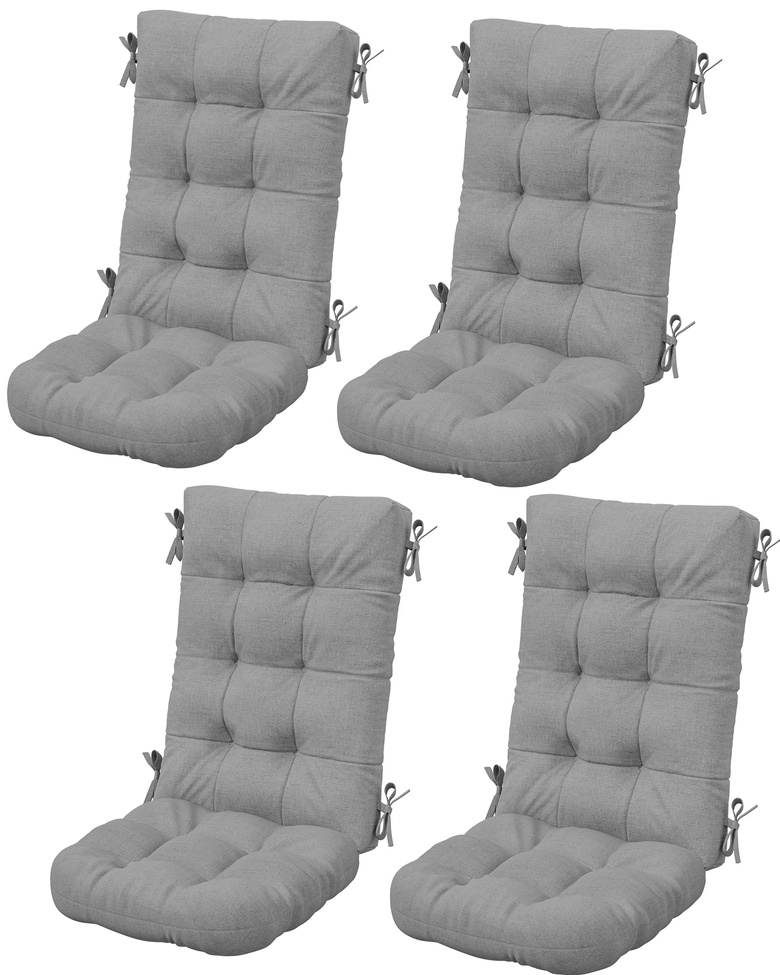 SERWALL Adirondack Chair Cushion Set of 4 - Memory Foam Seat & Back Cushions (Gray) for Outdoor Patio, Deck, Garden, and Poolside Relaxation