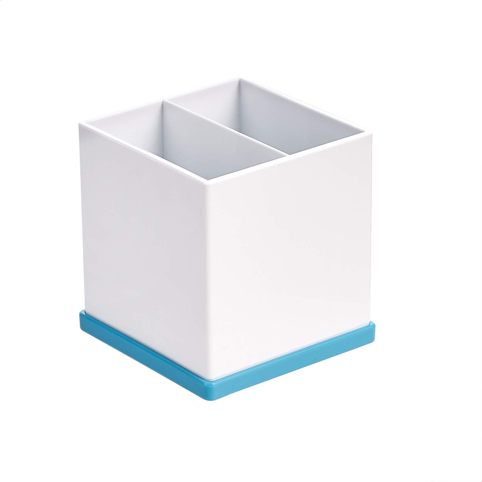Amazon Basics Pen Organizer - Blue and White Desk Organizer for Pens, Pencils & Office Supplies | Perfect for Home, Office & School Use