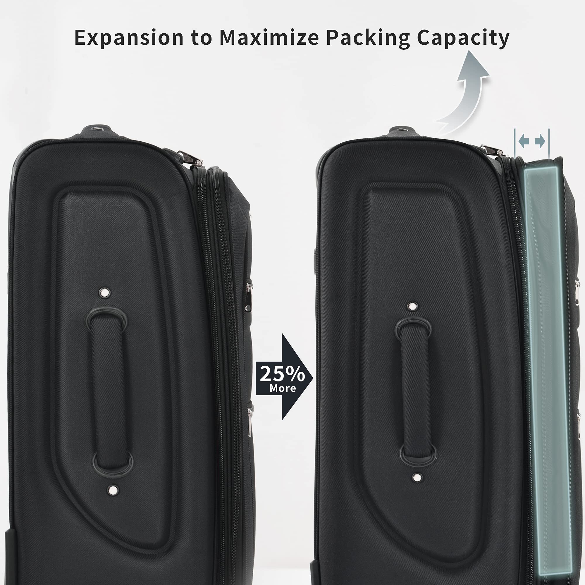 Merax 3-Piece Expandable Softside Luggage Set with Spinner Wheels & TSA Lock - 22